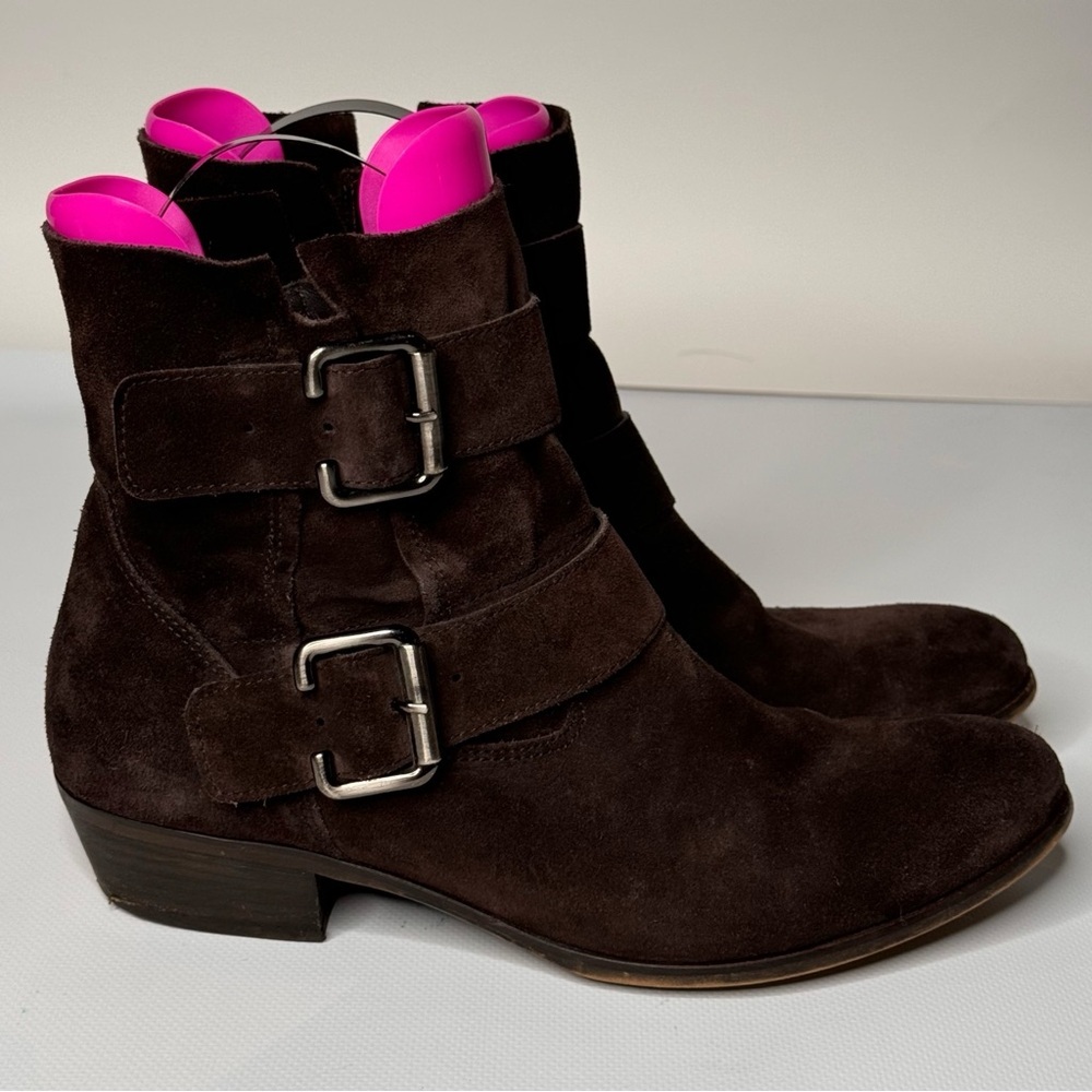 PAUL GREEN Chocolate Brown Denver Double Belted Biker Boots Size 8